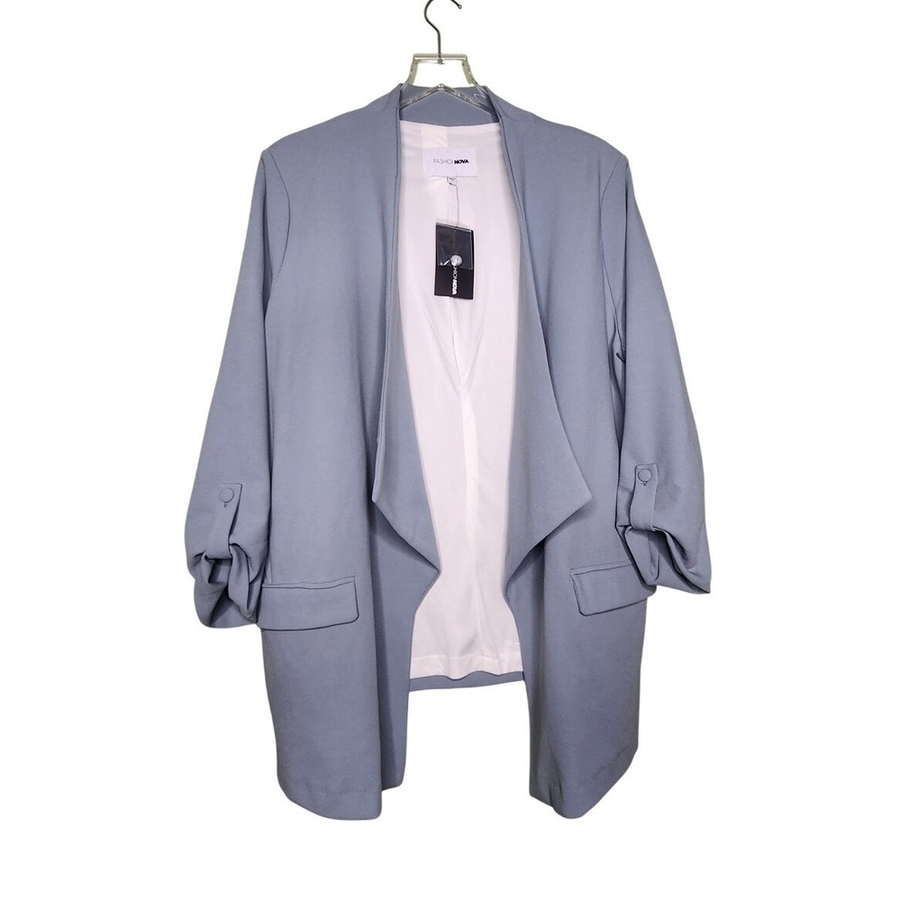 Fashion Nova Talia Open Blazer Light‎ Blue 2X Preppy Business Casual Office Work